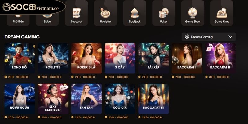 Khám Phá DG Casino Với Những Điểm Sáng Thu Hút Game Thủ 2 Tổng quan về DG Casino SOC88 cho tân binh
